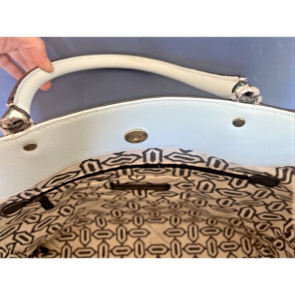 REBECCA MINKOFF M A B Blue Leather Large Tote Shoulder Bag Purse Satchel Tassel - Picture 9 of 15